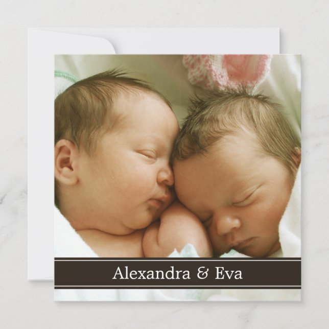 Twin Babies Photo Birth Announcement (Front)