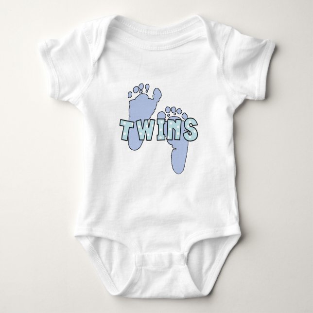 Twin baby boy footprints bodysuit (Front)