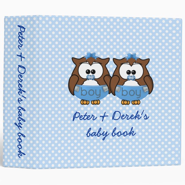 twin baby boy owl binder (Front/Spine)