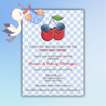 Twin Baby Boys Baby Shower Flat Card