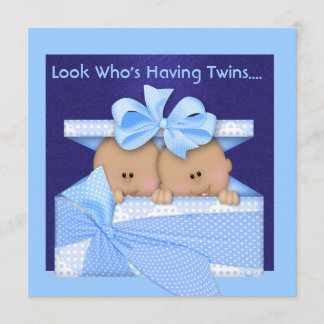 TWIN BABY BOYS SHOWER AFRICAN AMERICAN INVITATION