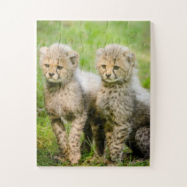 Twin Baby Cheetahs Jigsaw Puzzle (Vertical)