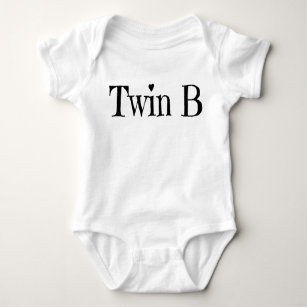Twin Baby Clothes - Twin B Outfit/ Onepiece White Baby Bodysuit