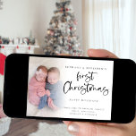 Twin Baby First Christmas Photo 2024 Calendar Holiday Card<br><div class="desc">Twin Baby First Christmas Photo 2024 Calendar. Available digitally and printed. Lovely to celebrate that 1st special Christmas with your twins! A playful set script for First Christmas and the rest of the text is easy to personalise. Replace the sample photo with your own. A gradient overlay layer is on...</div>