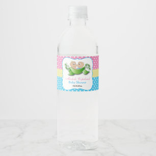 Twin Baby Girl & Boy - Two Peas In A Pod Shower Water Bottle Label