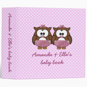 twin baby girl owl binder