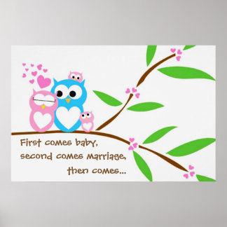 Twin Baby Girl Owls Poster with Customized Text