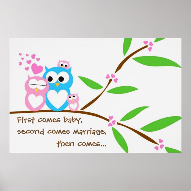 Twin Baby Girl Owls Poster with Customized Text (Front)