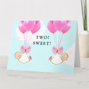 Twin Baby Girls Congrats Card