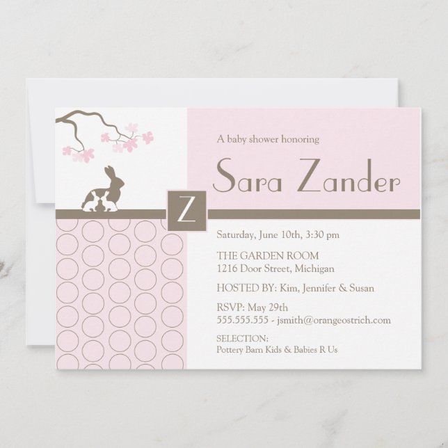 Twin Baby Girls Shower Invitation (Front)