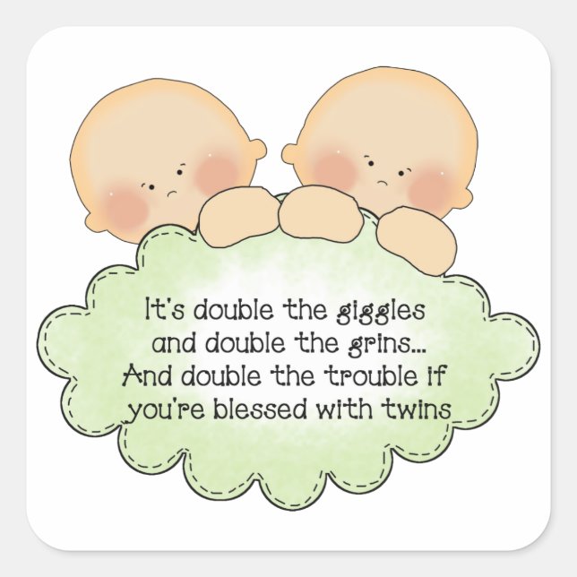 Twin baby poem fun sticker (Front)