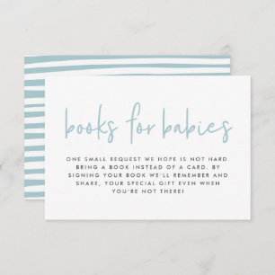 Twin baby shower blue modern books for babies enclosure card