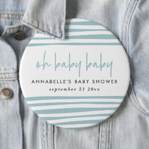 Twin baby shower blue modern typography party 6 inch round button