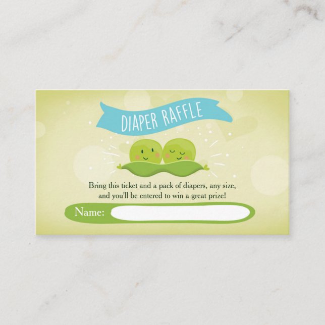 Twin Baby Shower Diaper Raffle Card Peas in a pod (Front)