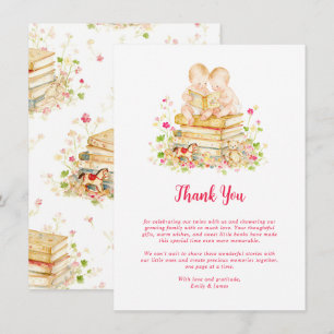 Twin Baby Shower First Library Books LPM26 Thank You Card