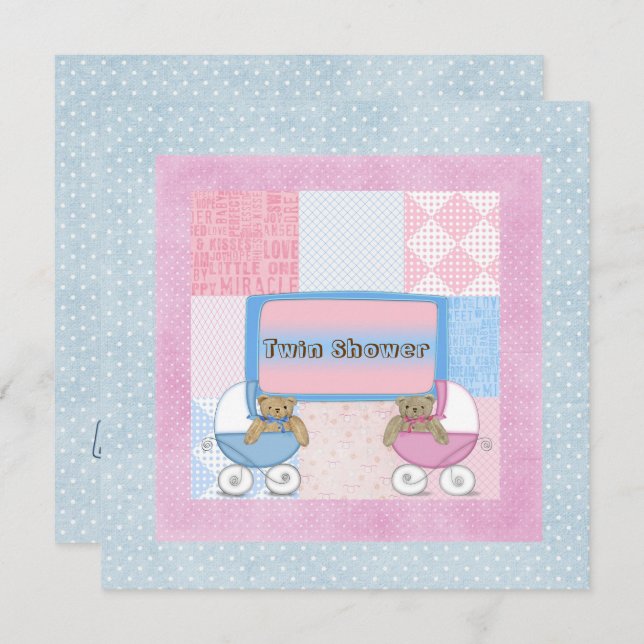 Twin Baby Shower Invitation (Front/Back)