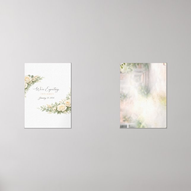 Twin Baby Shower Invitation Botanical Greenery Flo (Front)