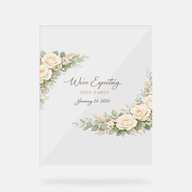 Twin Baby Shower Invitation Botanical Greenery Flo (Recto)