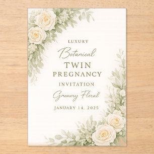 Twin Baby Shower Invitation – Elegant Botanical Fl