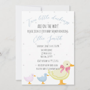 Twin Baby Shower Invitation, two ducklings Invitation