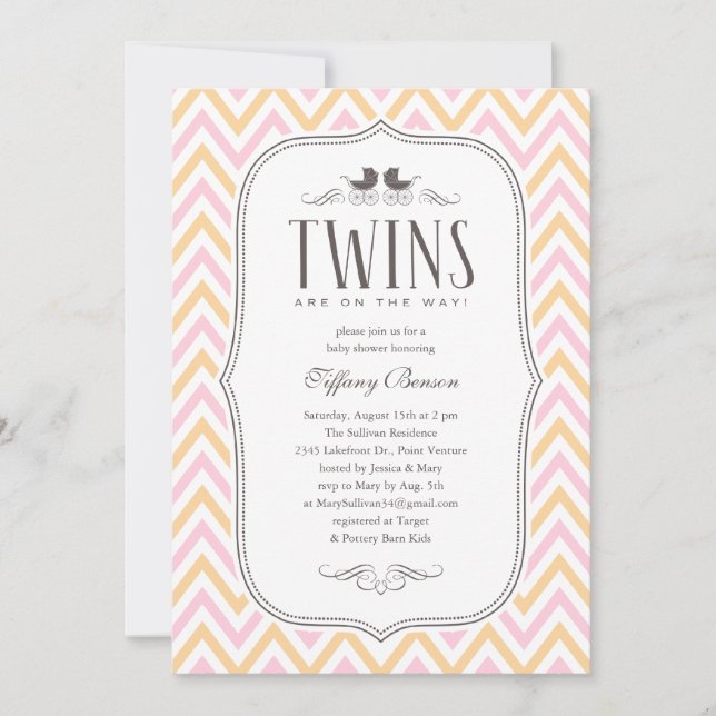 Twin Baby Shower Invitations (Front)