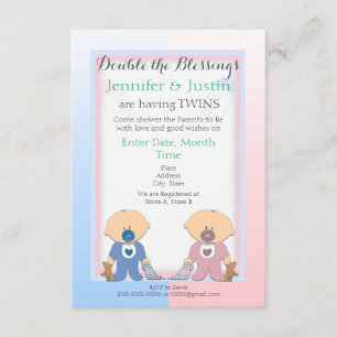 Twin Baby Shower Invitations - Boy and Girl