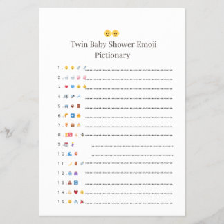 Twin Baby Shower Pictionary Game – With Answer She Flyer