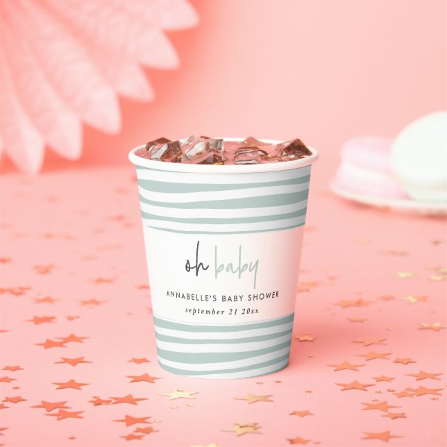 Twin baby shower pink blue modern typography party paper cups (Insitu)