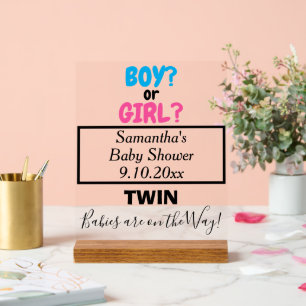 Twin Baby shower Rose Blue Maman to Be NAME