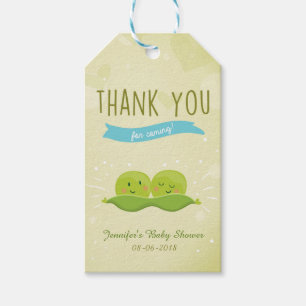 Twin Baby Shower Two Peas In A Pod gift tag Boys