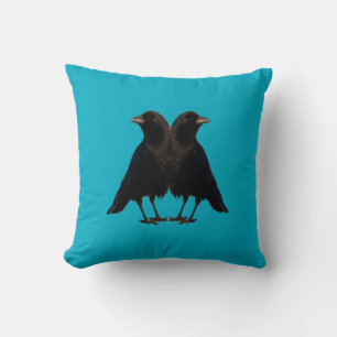 Twin Beaks Crows Throw Pillow