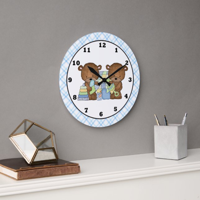 Twin Bears Baby's chambre horloge murale (Bureau)