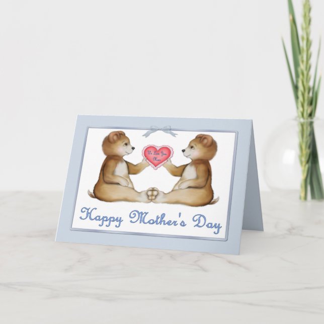 Twin Bears - Boys on Mother's Day Card (Front)