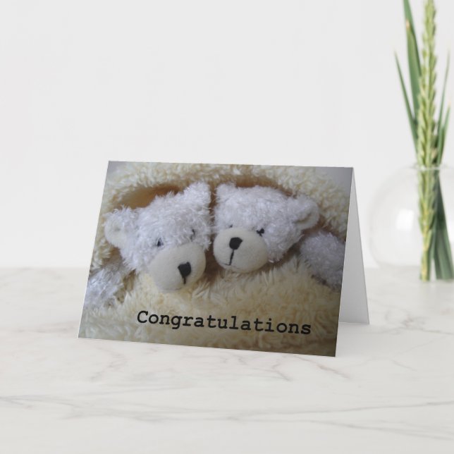 twin bears congratulations card (Front)