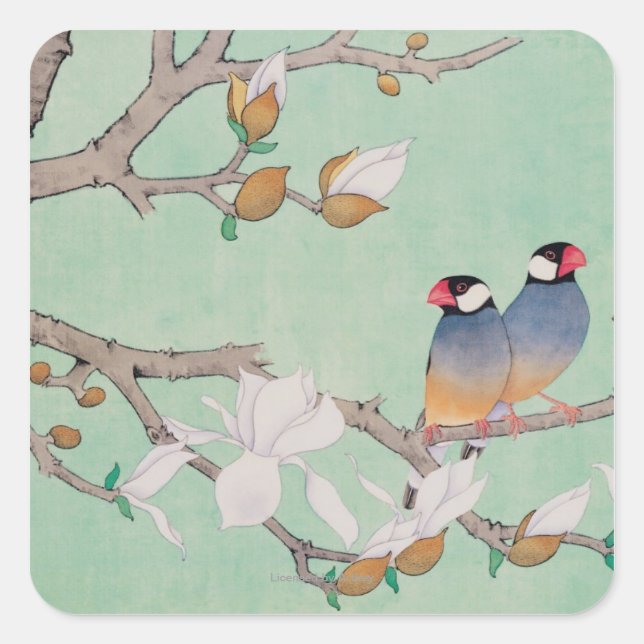 Twin Birds in the Branches Square Sticker (Front)