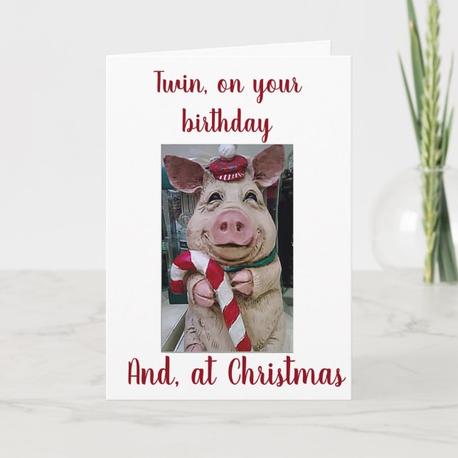 ***TWIN BIRTHDAY** AT ***CHRISTMAS*** HOLIDAY CARD (Front)