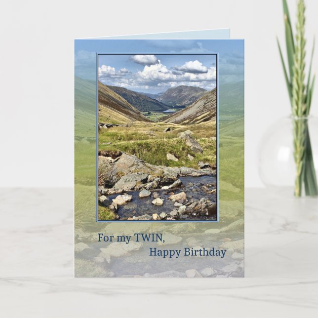 Twin Birthday, Mountain Landscape Card (Front)