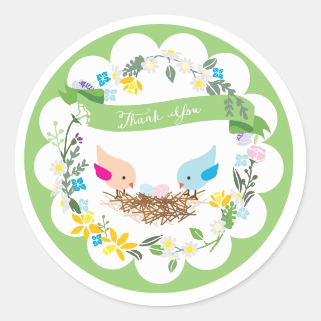 Twin Blue and Pink Eggs | Baby Shower Sticker (Front)