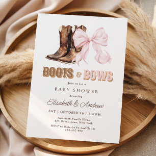 TWIN Boots & Bows Baby Shower Invitation