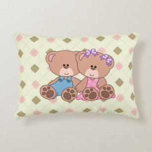 Twin Boy and Girl Bear Decorative Pillow