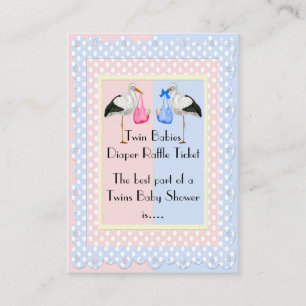 Twin Boy and Girl Diaper Raffle Tickets Enclosure Card