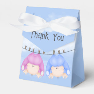 Twin Boy and Girl Hanging On Clothesline Favor Box