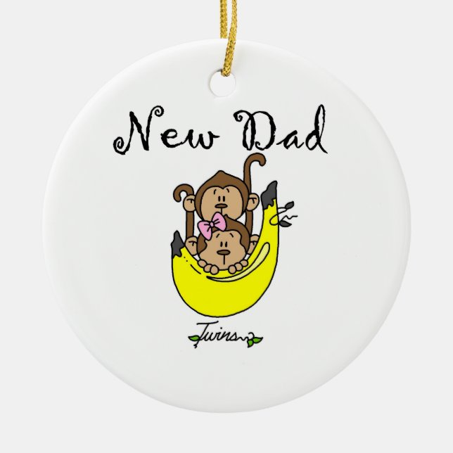 Twin Boy and Girl New Dad Gifts Ceramic Ornament (Front)