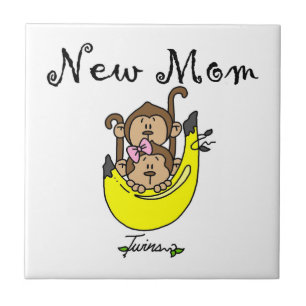 Twin Boy and GIrl New Mom Gifts Tile