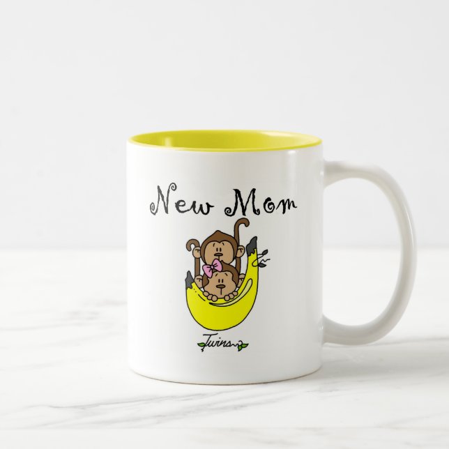 Twin Boy and Girl New Mom Tshirts Two-Tone Coffee Mug (Right)