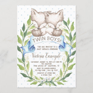 Twin Boy Baby Shower Invitations With Foxes