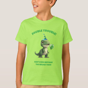 Twin Boy Dinosaur Birthday T-Shirt The Wilder Twin