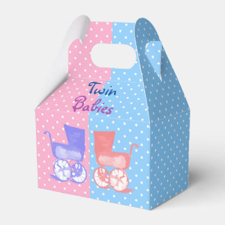 Twin Boy Girl Babies Polka Dots Napkins Favor Box