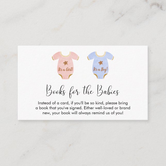 Twin Boy Girl Books For Babies Shower Enclosure Card (Front)