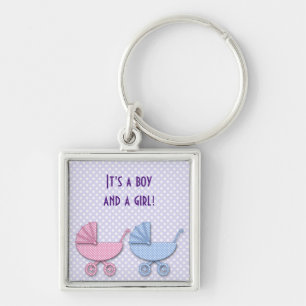 twin boy & girl polka dots keychain